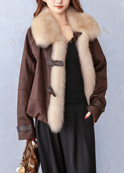 2025 New Chocolate Peter Pan Collar Pockets Fine Cotton Filled Jackets Winter