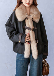 2025 New Chocolate Peter Pan Collar Pockets Fine Cotton Filled Jackets Winter