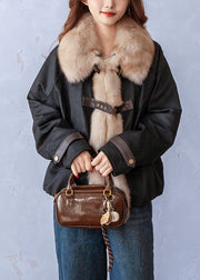 2025 New Chocolate Peter Pan Collar Pockets Fine Cotton Filled Jackets Winter