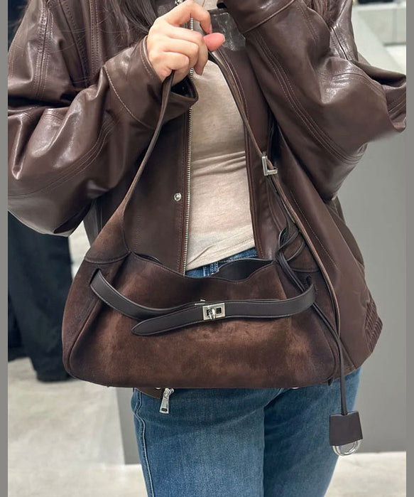 2025 New Coffee Durable Suede Shoulder Bag