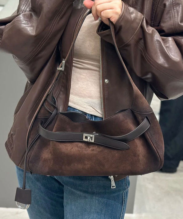 2025 New Coffee Durable Suede Shoulder Bag