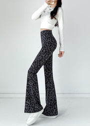 2025 New Coffee Leopard Print Flared Pants Autumn