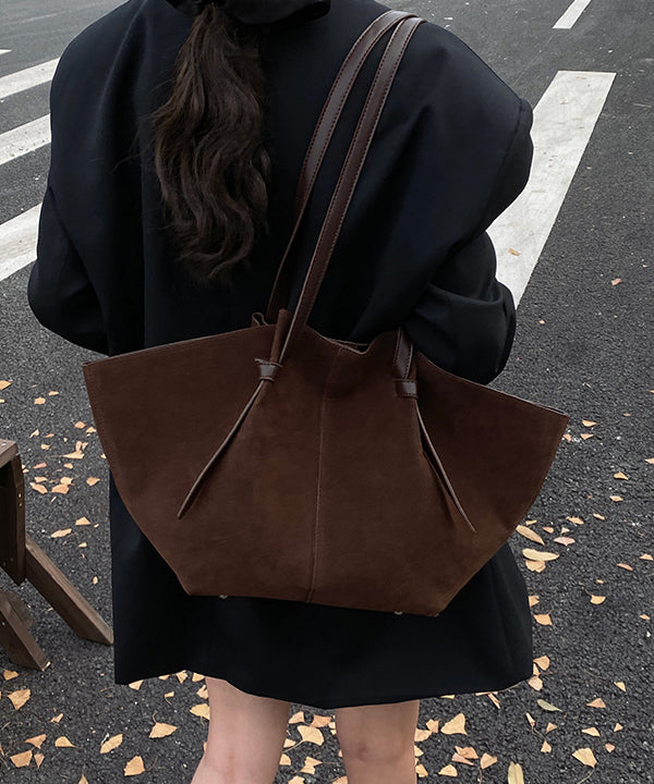 2025 New Coffee Suede Large Capacity Shoulder Bag