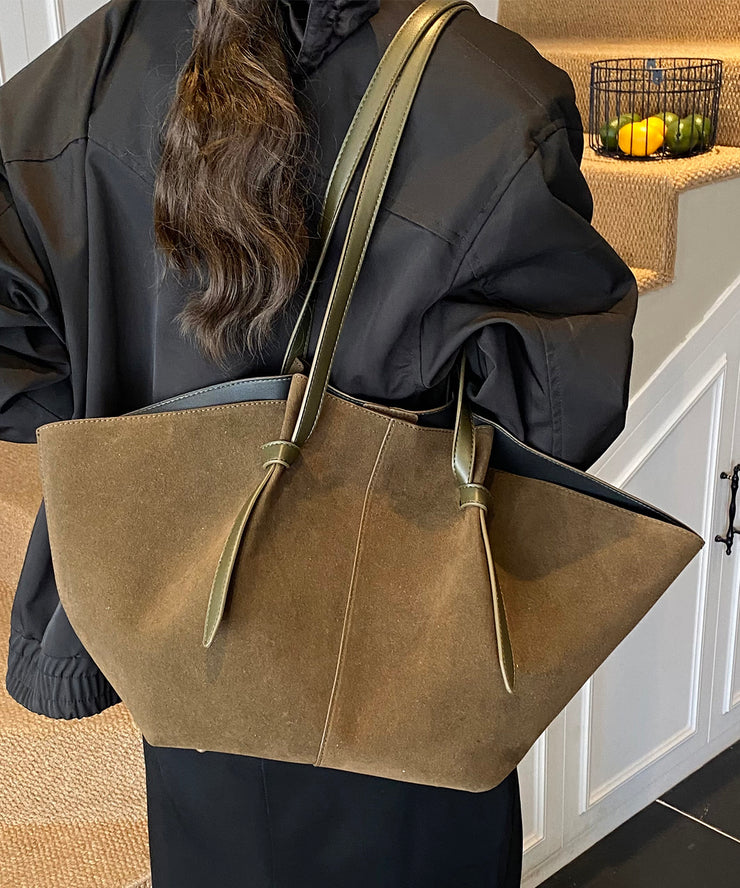 2025 New Coffee Suede Large Capacity Shoulder Bag