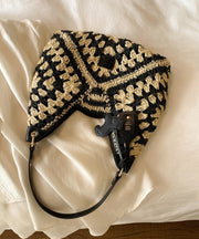 2025 New Color Blocking Woven Shoulder Bag