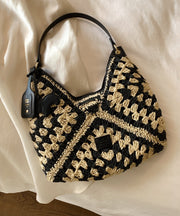 2025 New Color Blocking Woven Shoulder Bag
