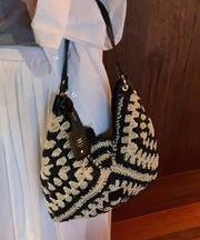 2025 New Color Blocking Woven Shoulder Bag