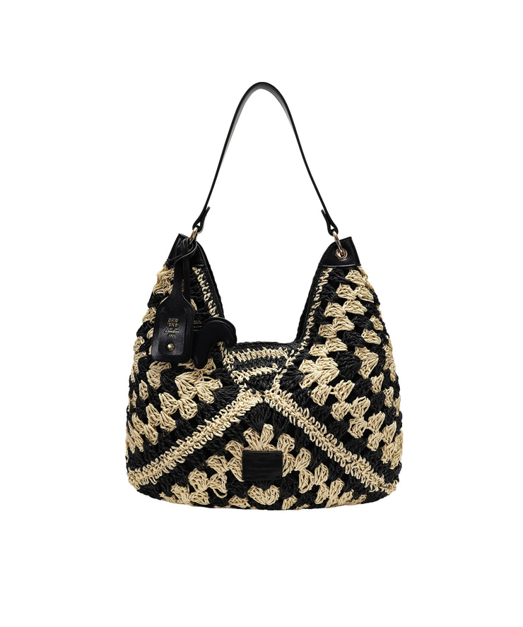 2025 New Color Blocking Woven Shoulder Bag