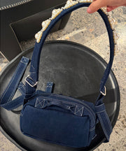 2025 New Denim Blue Versatile Bow Pearl Shoulder Bag