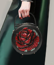 2025 New Ethnic Style Purple Peony Embossed Round Bag