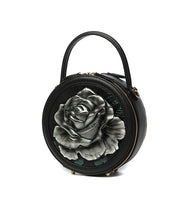 2025 New Ethnic Style Purple Peony Embossed Round Bag