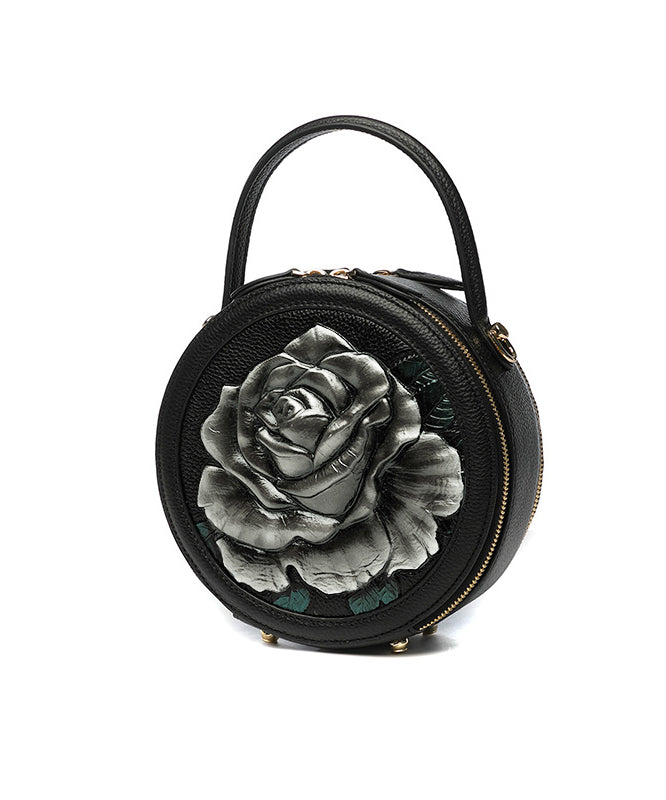 2025 New Ethnic Style Purple Peony Embossed Round Bag