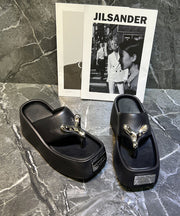 2025 New Fashion Versatile Black Platform Flip Flops