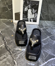 2025 New Fashion Versatile Black Platform Flip Flops