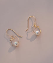 2025 New Gold Alloy Pearl Little Cat Drop Earrings