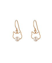 2025 New Gold Alloy Pearl Little Cat Drop Earrings
