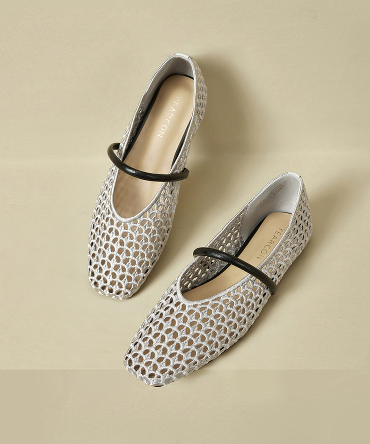 2025 New Gold Flat Bottomed Mesh Sandals