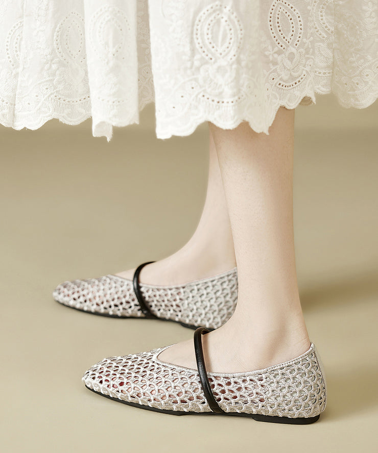 2025 New Gold Flat Bottomed Mesh Sandals