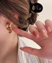 2025 New Gold Sterling Silver Overgild Pearl Hoop Earrings