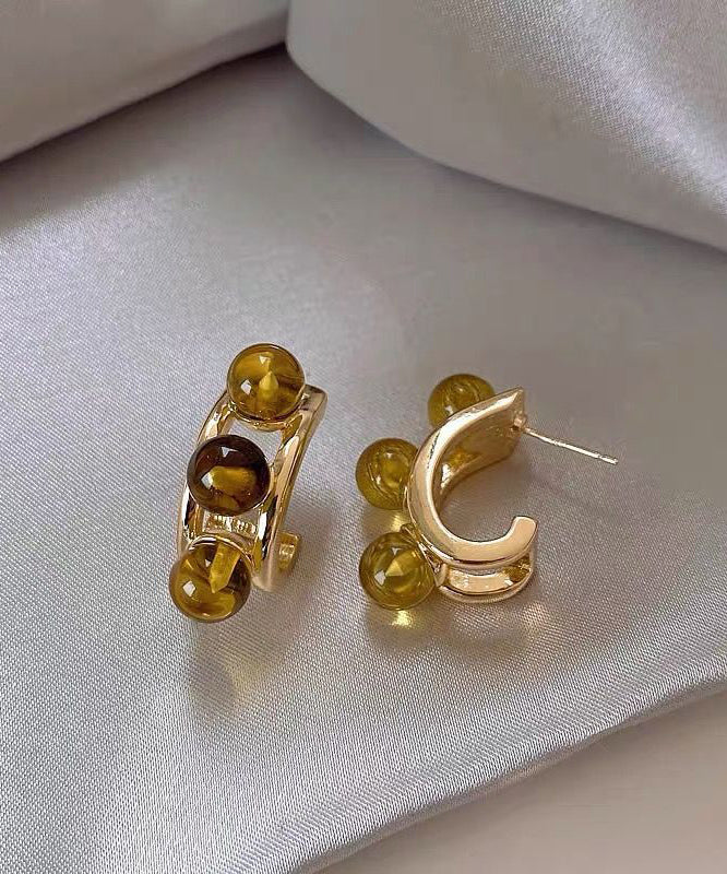 2025 New Gold Sterling Silver Overgild Pearl Hoop Earrings