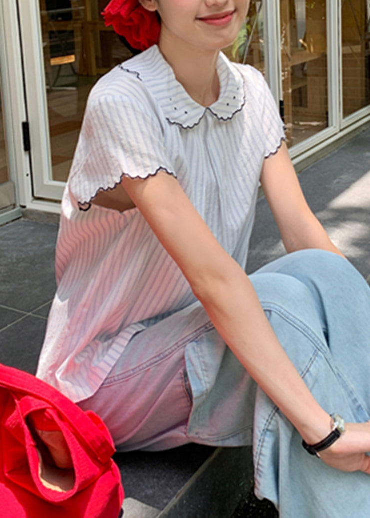 2025 New Japanese Cute Striped Short Sleeved Shirt
