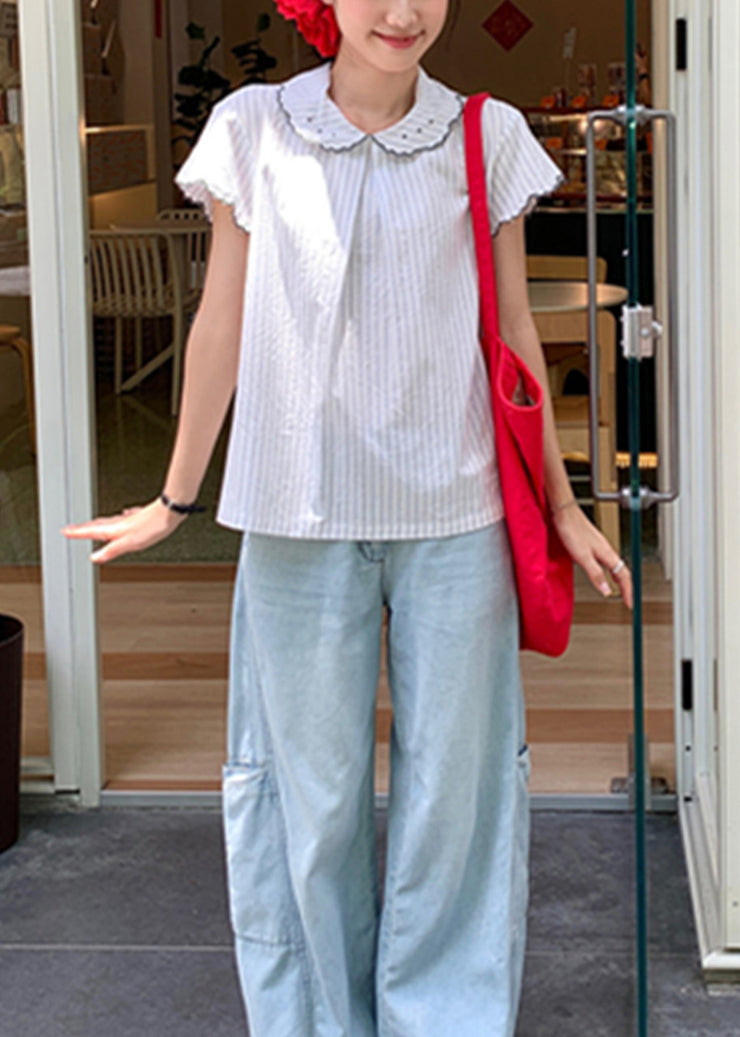 2025 New Japanese Cute Striped Short Sleeved Shirt