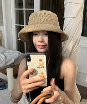 2025 New Khaki Hollow Out Breathable Straw Woven Bucket Hat