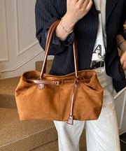 2025 New Khaki Large Capacity Suede Shoulder Handbag