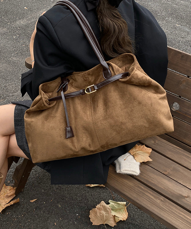 2025 New Khaki Large Capacity Suede Shoulder Handbag