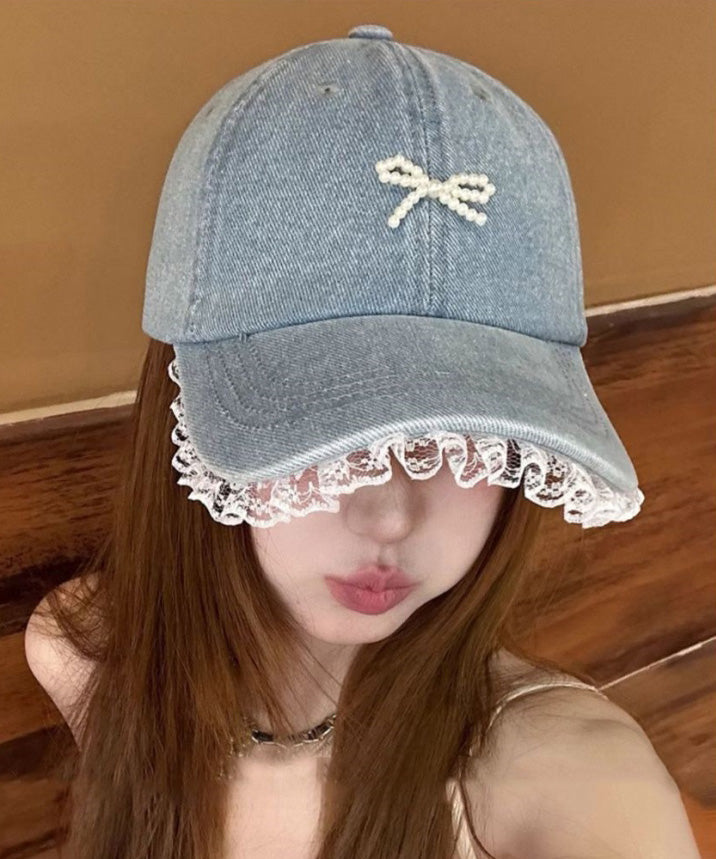 2025 New Lace Edged Denim Baseball Cap Hat