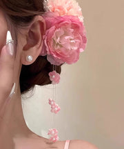 2025 New Pink Alloy Peony Tassel Hairpin