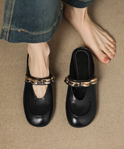 2025 New Pink Splicing Cowhide Leather Slide Sandals
