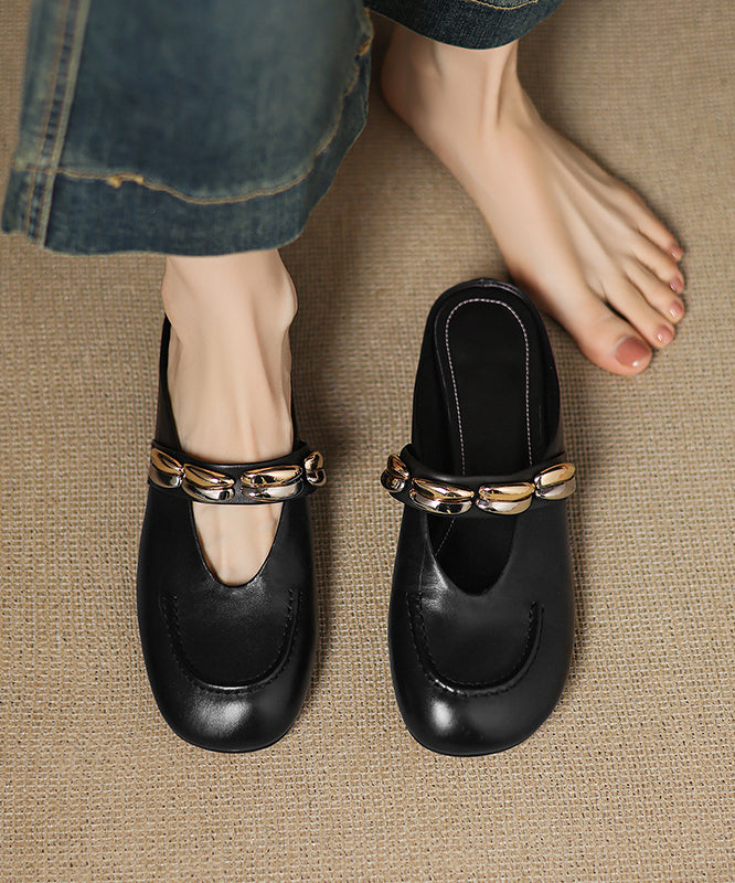 2025 New Pink Splicing Cowhide Leather Slide Sandals