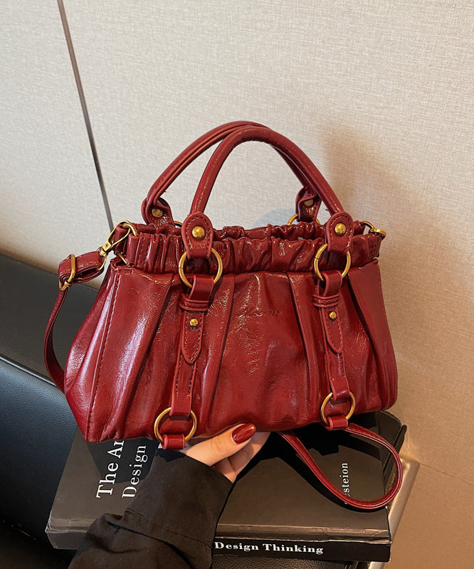 2025 New Pleated Coffee Versatile Faux Leather Tote Bag