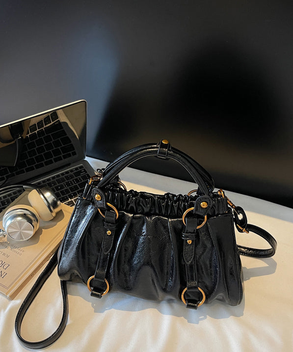 2025 New Pleated Coffee Versatile Faux Leather Tote Bag