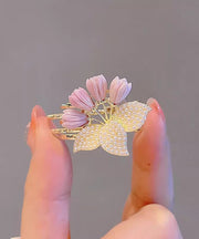 2025 New Purple Alloy Lotus And Floral Pearl Hairpin Two-Piece Set