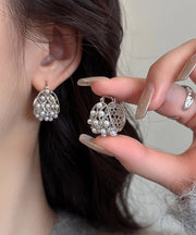 2025 New Silk Copper Alloy Hollow Out Pearl Hoop Earrings