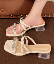 2025 New Silver Bow Zircon Slide Sandals Peep Toe