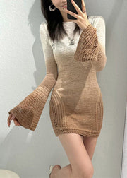 2025 New Slim Fit Flared Sleeve Gradient Knitted Dress