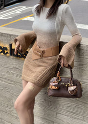 2025 New Slim Fit Flared Sleeve Gradient Knitted Dress