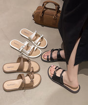 2025 New Splicing White Faux Leather Slide Sandals