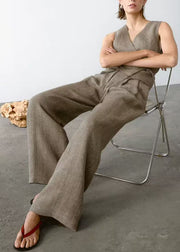 2025 New V Neck Tops And Pants Two Pieces Set Summer