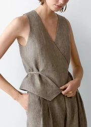2025 New V Neck Tops And Pants Two Pieces Set Summer