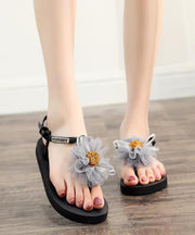 2025 New Vacation Style Gray Beach Flower Flip Flops
