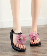 2025 New Vacation Style Gray Beach Flower Flip Flops