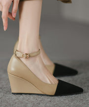 2025 New Wedge Pointed Toe High Heels Buckle Strap