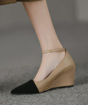 2025 New Wedge Pointed Toe High Heels Buckle Strap