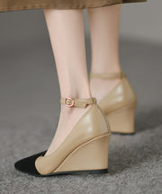 2025 New Wedge Pointed Toe High Heels Buckle Strap