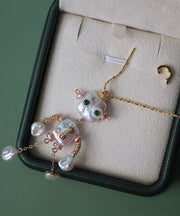 2025 New White Copper Alloy Pearl Robot Pendant Necklace