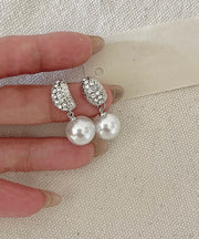 2025 Silk Sterling Silver Zircon Pearl Drop Earrings